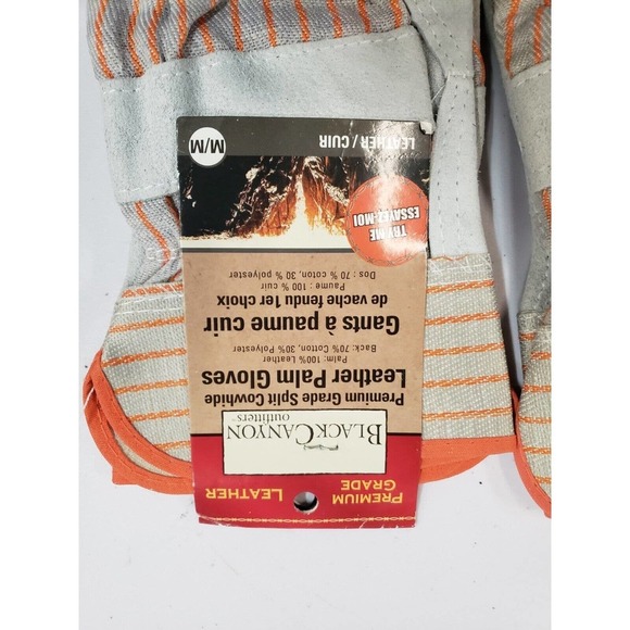 Black Canyon Palm Gloves Mens One Size Premium Leather Grade Split Cowhide NWT - Picture 3 of 4